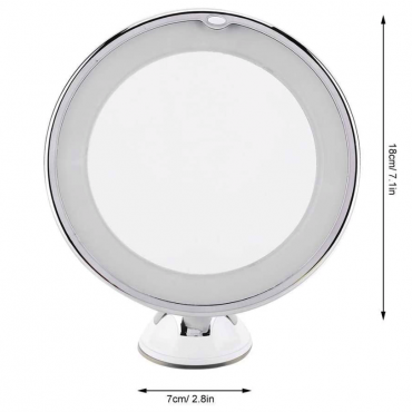 Espelho Maquiagem Redondo LED 360º - 10x Aumento